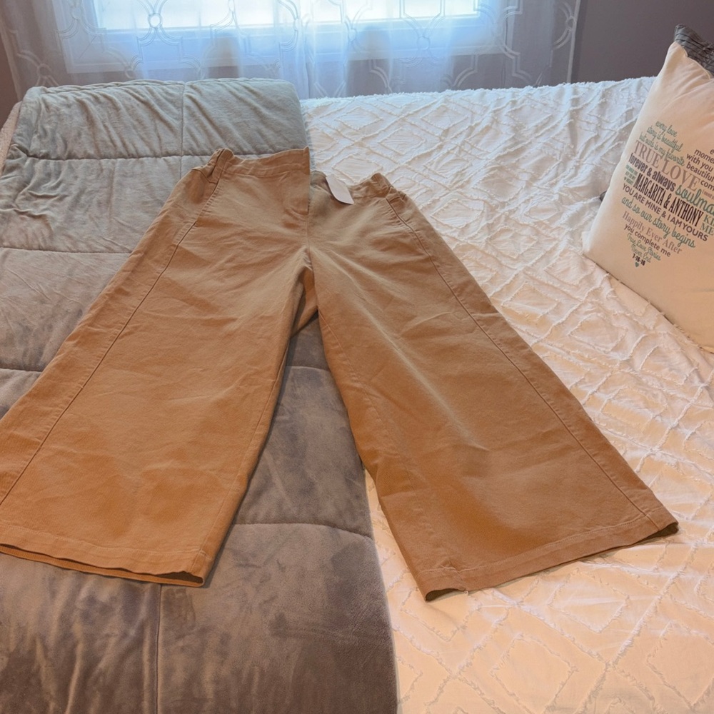 Free people Wide-Leg cotton crop Tan Pants zephyr small